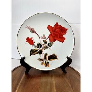 Vintage Noritake Nippon Toki Kaisha Red‎ Rose Plate Signed 9 3/4"